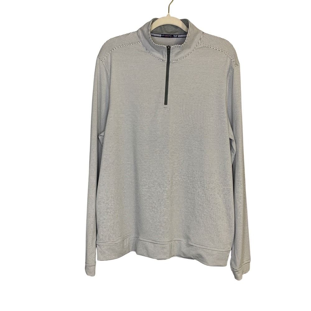 Southern Tide Tide to Trail Pullover Gray Striped‎ Quarter Zip Large L